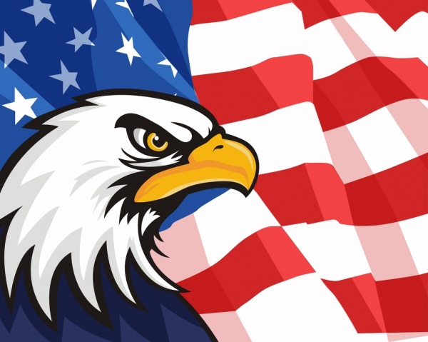 美国背景国旗鹰图标装饰