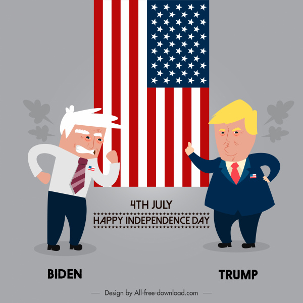 美國選舉橫幅漫畫諷刺設計卡通人物。