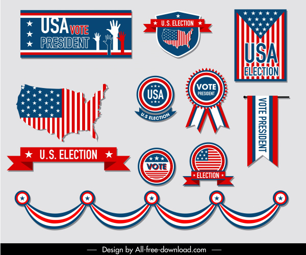 美国选举设计元素标志符号装饰