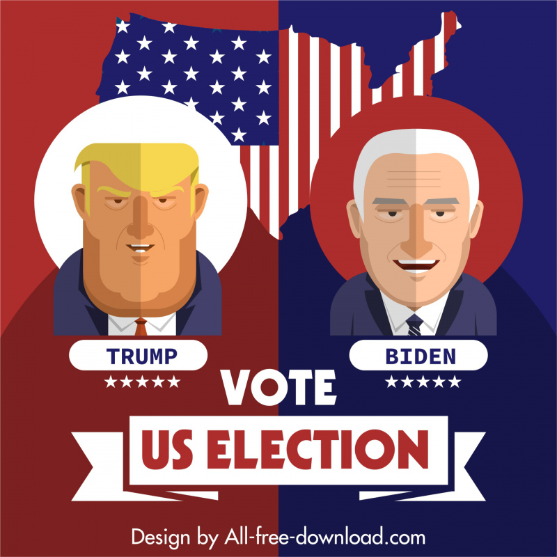 Poster pemilu AS Sketsa bendera Presiden Joe Biden Trump