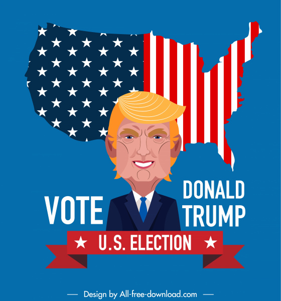 美國選舉海報總統地圖素描五顏六色的裝飾。