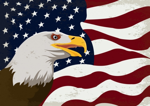 米国旗の背景イーグル アイコン装飾レトロなデザイン