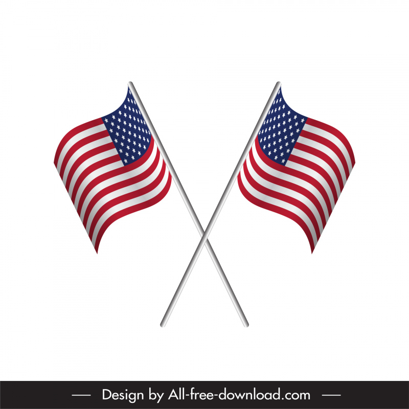 米国旗の装飾的なアイコンモダン3Dダイナミックスケッチ