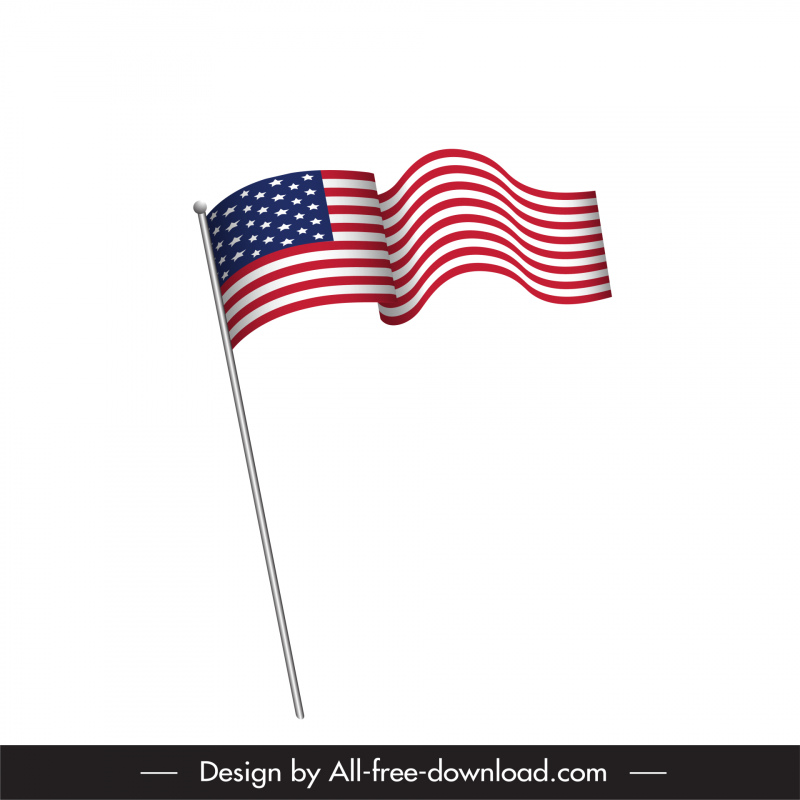 アメリカの旗のスタッフアイコンモダンでリアルなダイナミック3Dアウトライン