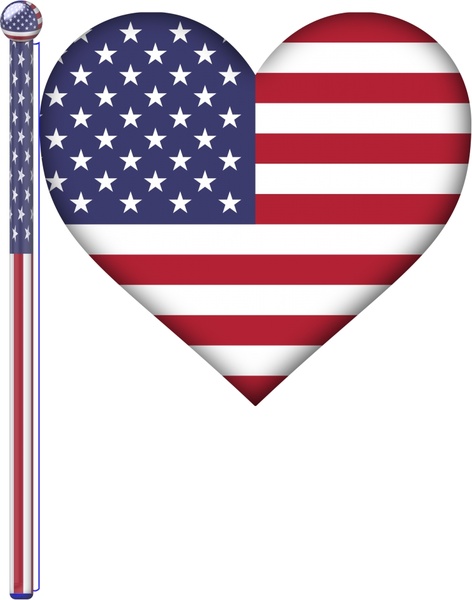 Ilustración de símbolo de la identidad de Estados Unidos con la bandera del corazón