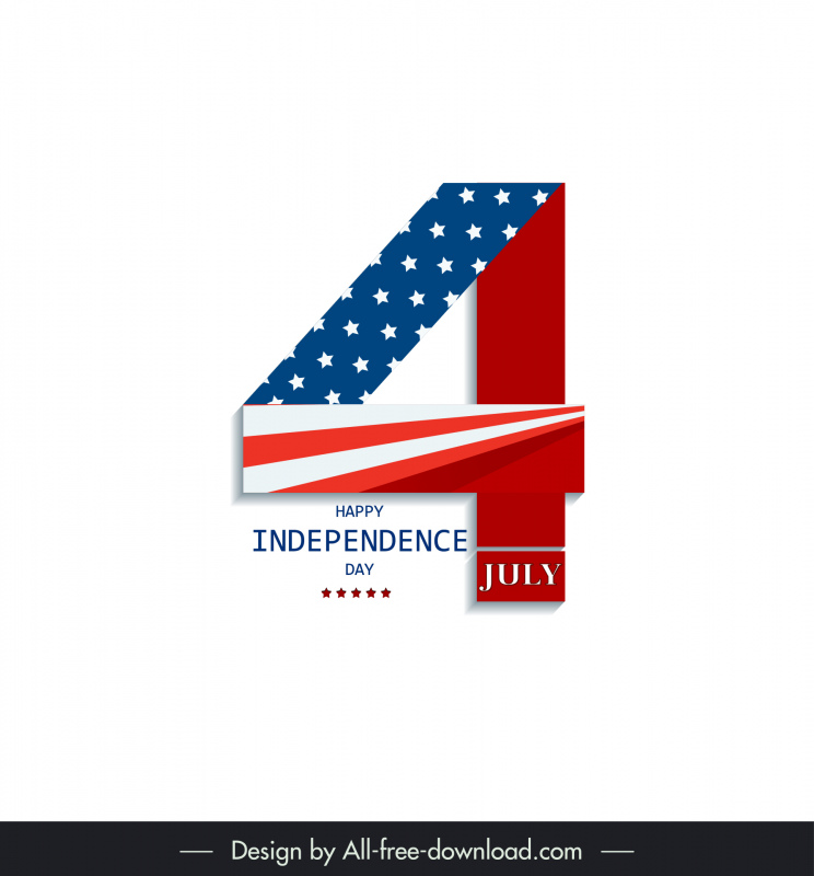 미국 독립 기념일 로고 템플릿 플래그 번호 텍스트 장식