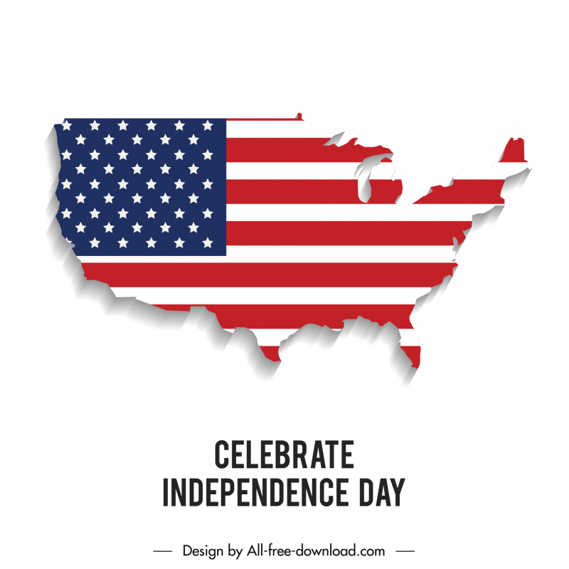 USA Independence Day Poster Flat Map Elements Dekor