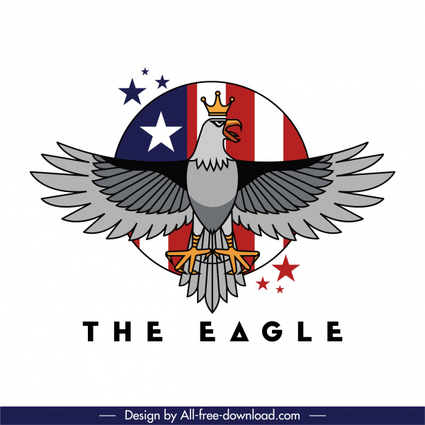 USA logo template elang bendera sketsa