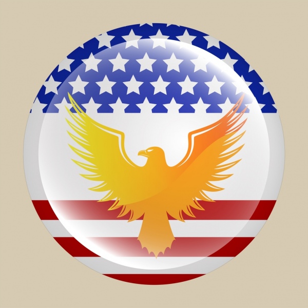 USA medali desain kuning elang ikon mengkilap dekorasi