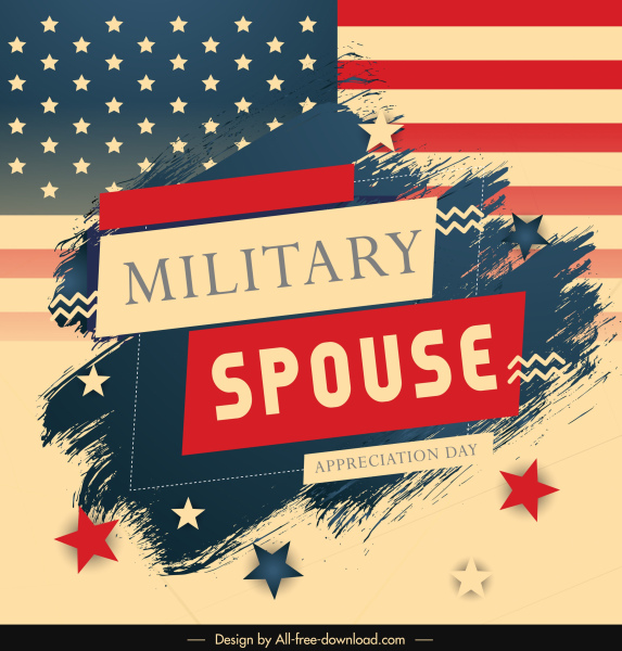 USA quân sự vợ chồng Banner cờ retro yếu tố trang trí