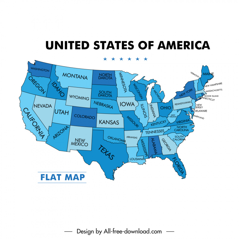 Mapa de la nación de EE.UU. Banner azul boceto plano