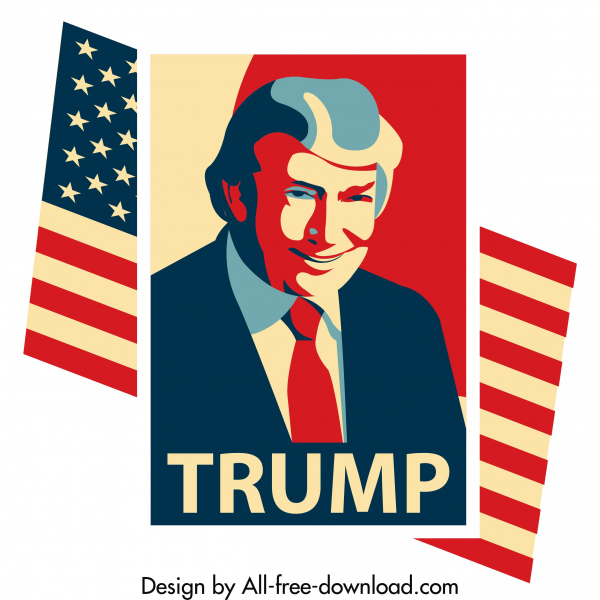 美国总统大选背景经典国旗肖像装饰