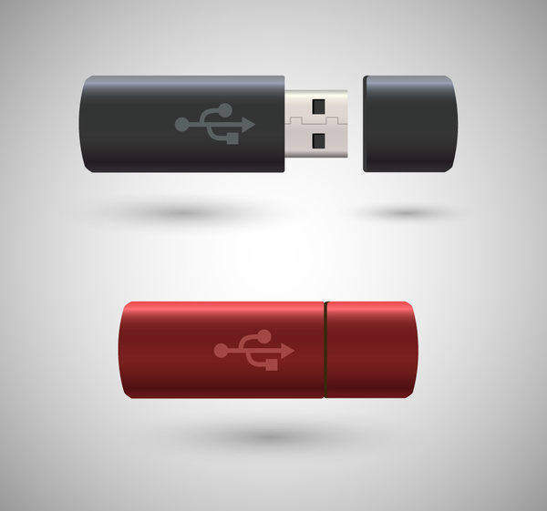 USB реалистичные векторные иллюстрации с стиль цвета
