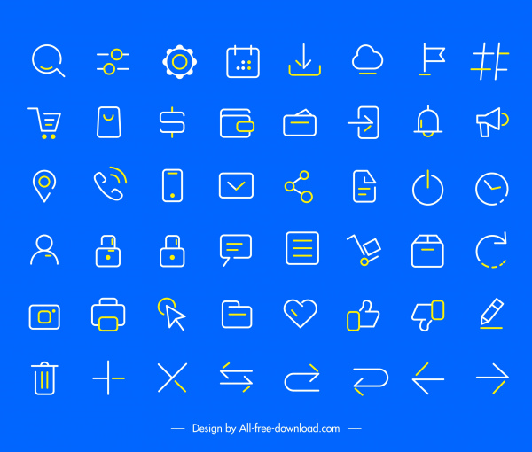iconos de interfaz de usuario colección boceto plano dibujado a mano