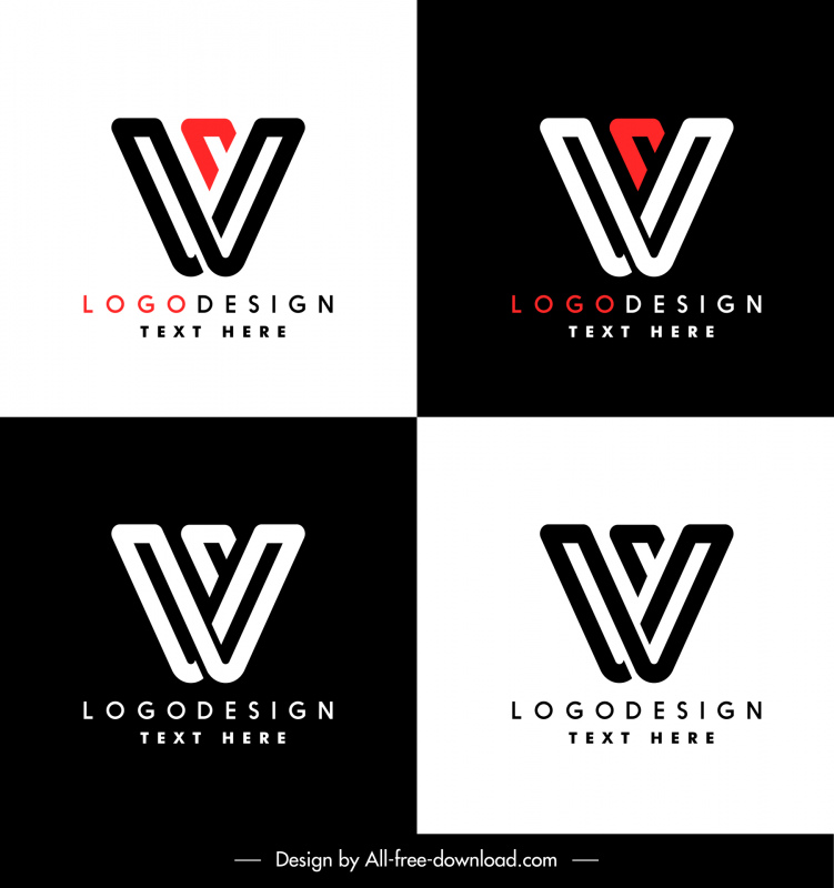 V-Logo-Vorlagen mit flachen Kontrasten