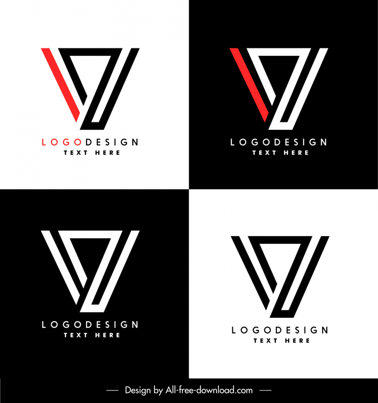 v logo geometrik düz şekilli şablonlar