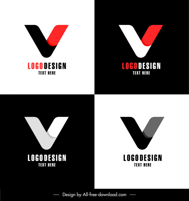V-Logo Einfache flache symmetrische Typografie