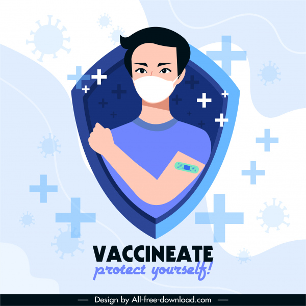 ワクチン接種バナー人間保護シールドスケッチ
