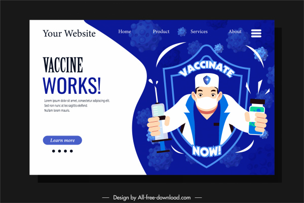 vaksinasi situs web template dokter elemen vaksin sketsa