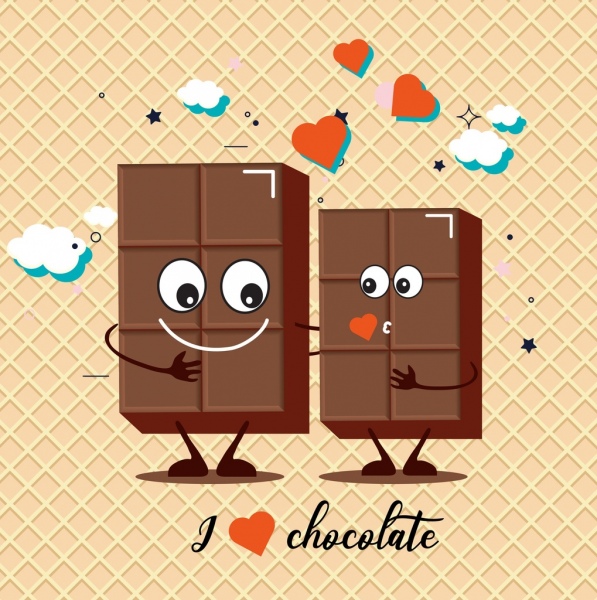 Valentine Background Cute estilizada icono de chocolate par