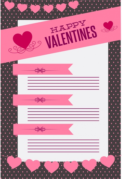 Fondo de San Valentín diseño varios corazones y página en blanco
