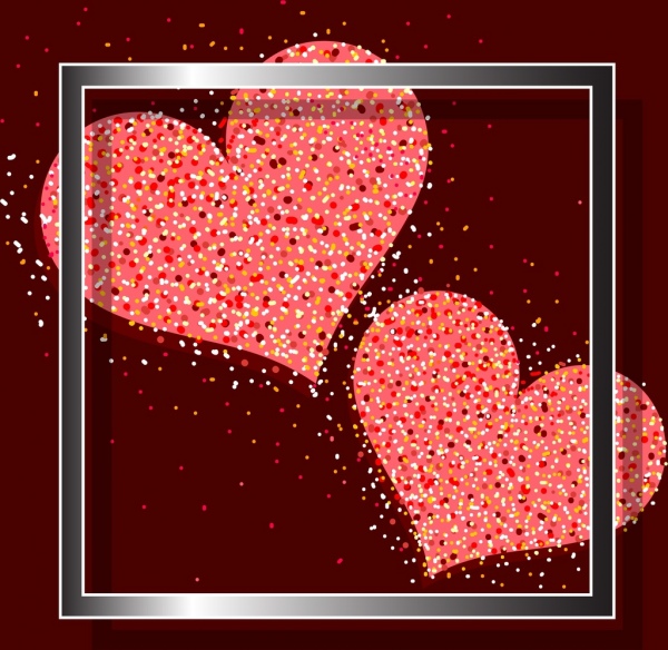San Valentín fondo corazones brillantes iconos cuadrados decoración