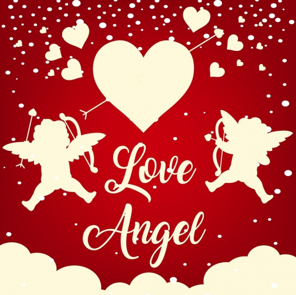 valentine banner anioły serca ikon sylwetka projektu