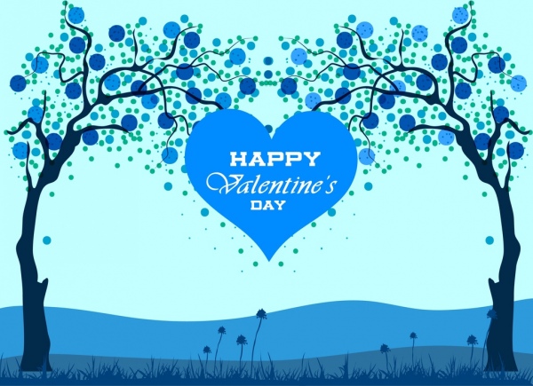 Valentine banner Blue Heart Tree iconos decoracion