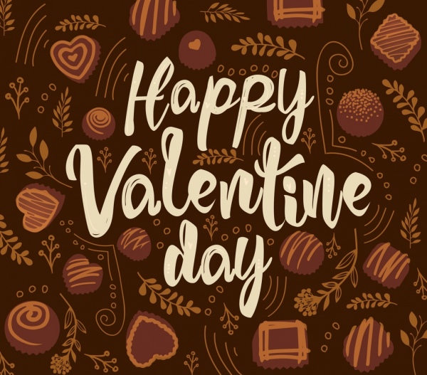 caramelos de chocolate de banner de San Valentín decoración iconos