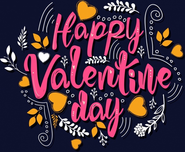 Trang trí hoa cổ điển thư pháp hearts Valentine banner