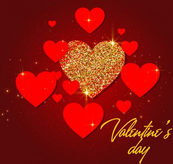 Valentine banner hati merah glitter dekorasi