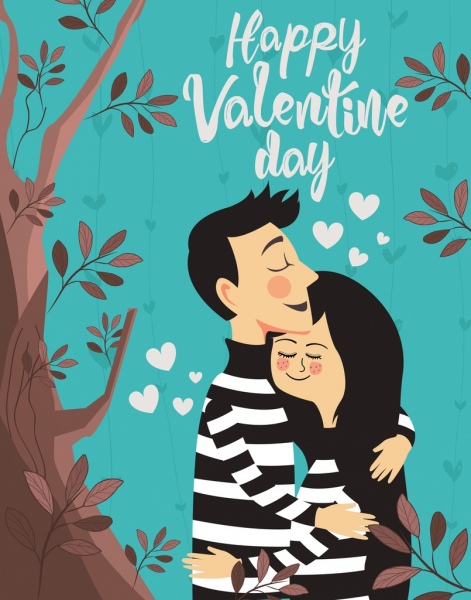 San Valentino banner romantico amore coppia cuore icone ornamento