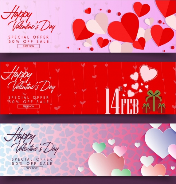 Valentine banner bộ trái tim trang trí cắt giấy thư pháp