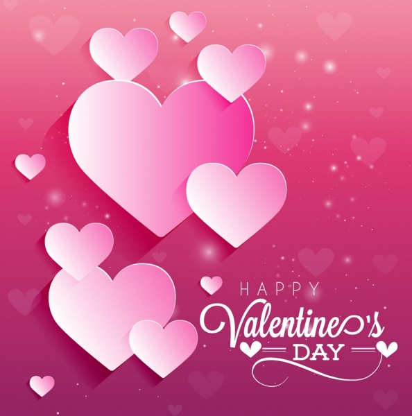 バレンタイン バナー スパーク リング ピンク デザイン カット心装飾