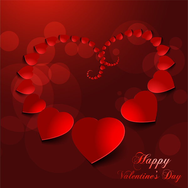 fundo de cartão de dia dos namorados com 3d decoração de corações vermelhos