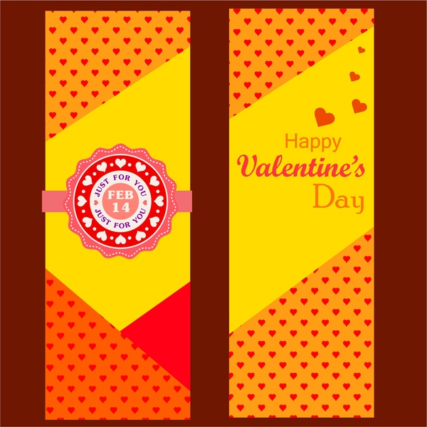 Valentinstag Karte Herzen Entwurfsmuster auf gelbem Hintergrund