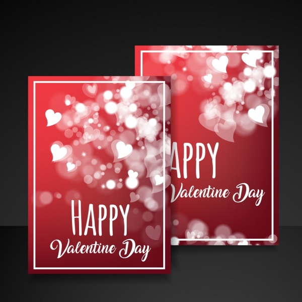 Valentine kartu template bokeh hati dekorasi