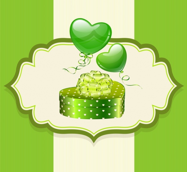dia dos namorados cartão modelo design verde coração caixa ícones