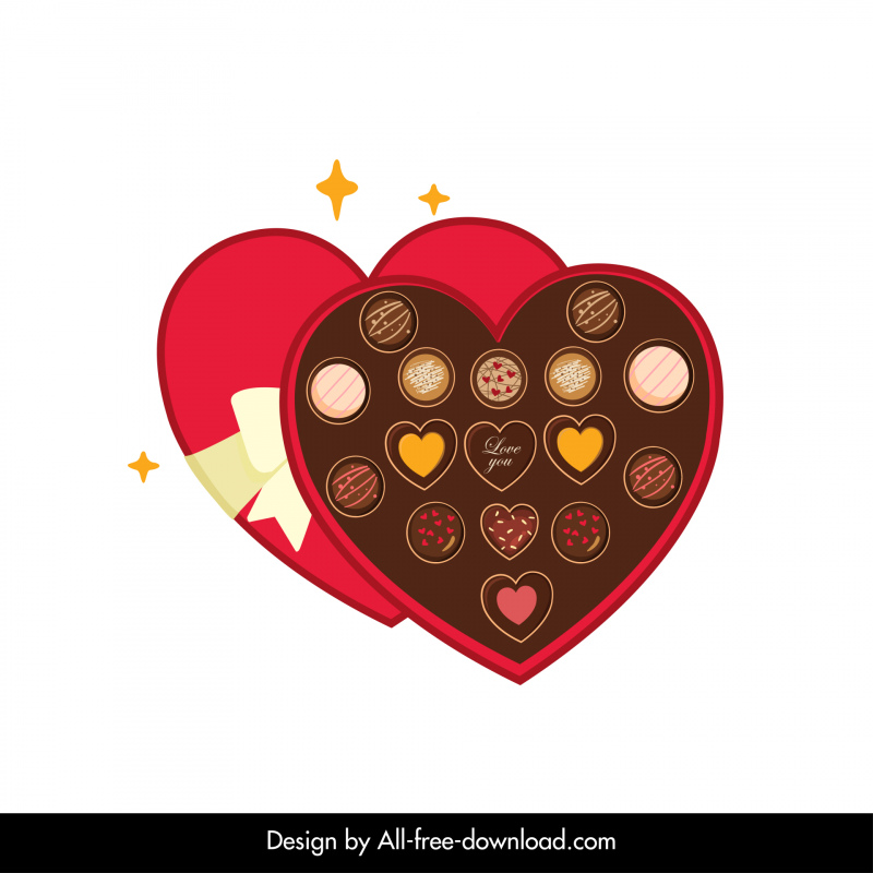 Icône de boîte de chocolat de la Saint-Valentin décor romantique élégant en forme de coeur