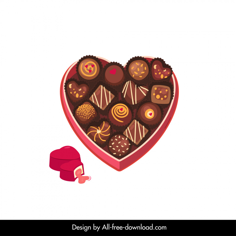 バレンタインチョコレートキャンディーボックスのアイコンエレガントなロマンチックな3Dハート型
