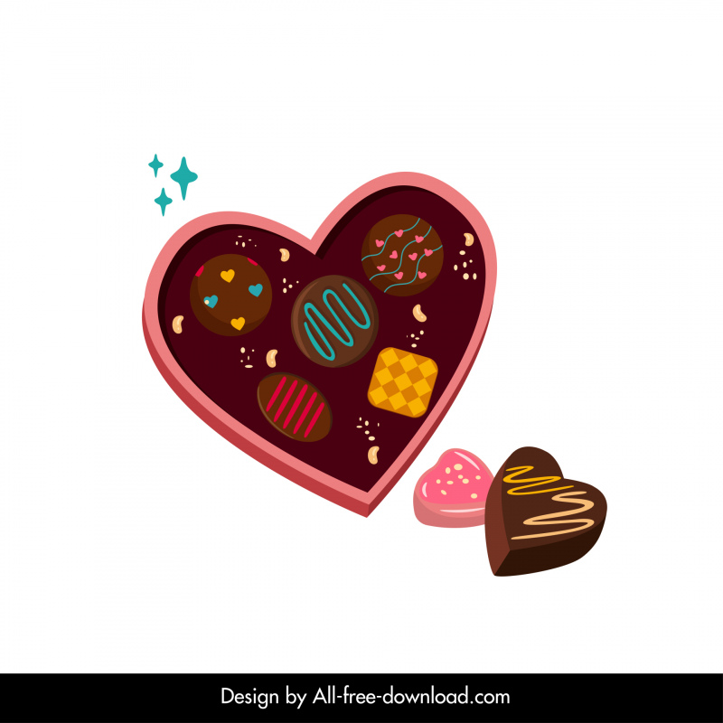 Ikon Cokelat Valentine Desain Bentuk Hati 3D