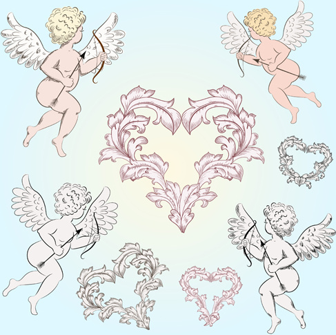 vector de elementos de diseño de Cupido de San Valentín