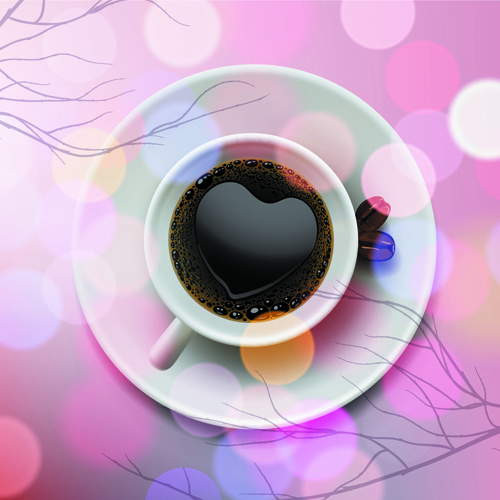 Sevgililer günü kahve kalp vektör kartı