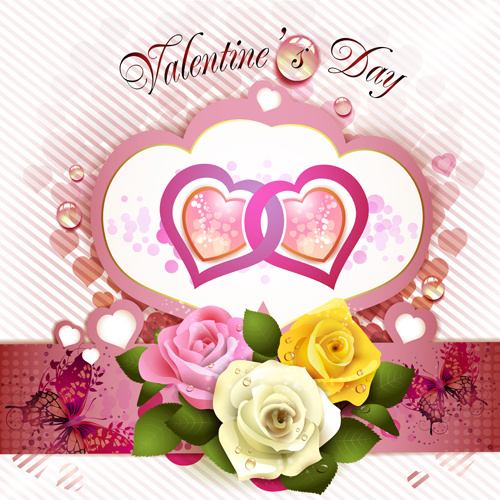 Valentinstag Tag Blumen mit Herz Vektoren