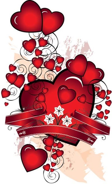 hati hari Valentine dengan pita vektor