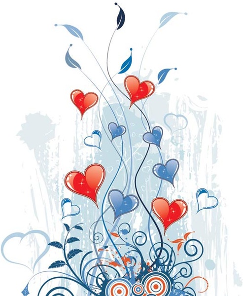 バレンタイン手描きの美しいハート フローラル アートのベクトル
