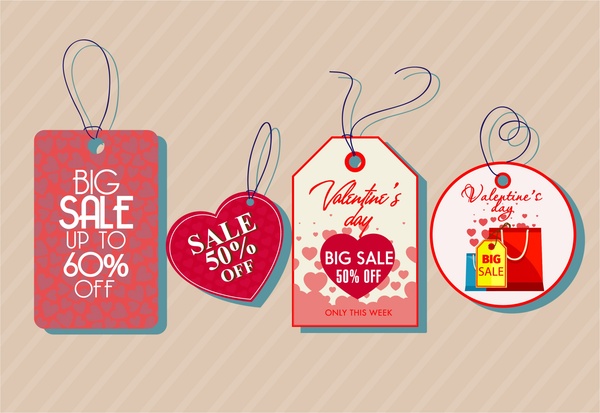 tags vente Valentine définit diverses formes style romantique
