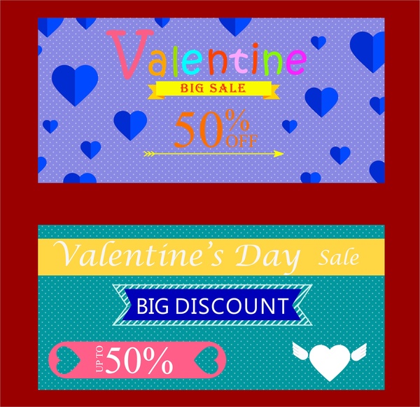 Valentine Sales Tickets Sets Hearts And Words Design