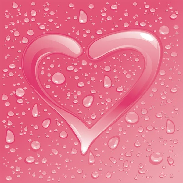 Valentine8217s Day Water Drops Hearts Vector