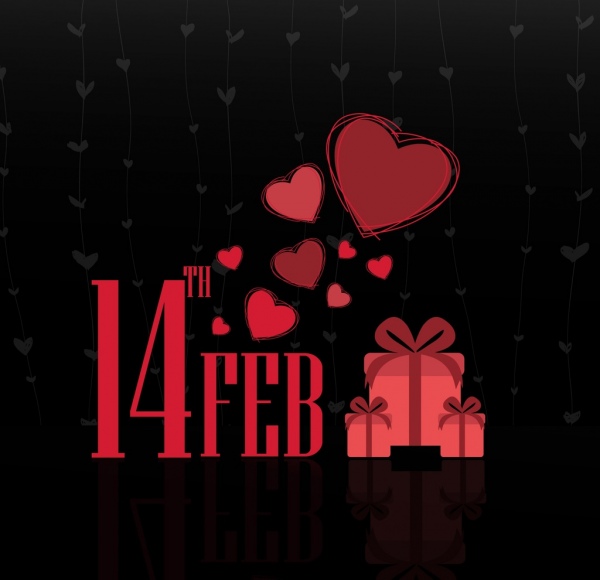 Valentinstag Hintergrund dunkle Herzen Geschenk Box Designikonen